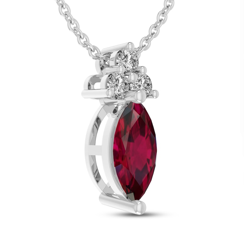 Lab-Created Ruby & White Lab-Created Sapphire Necklace Sterling Silver 18"