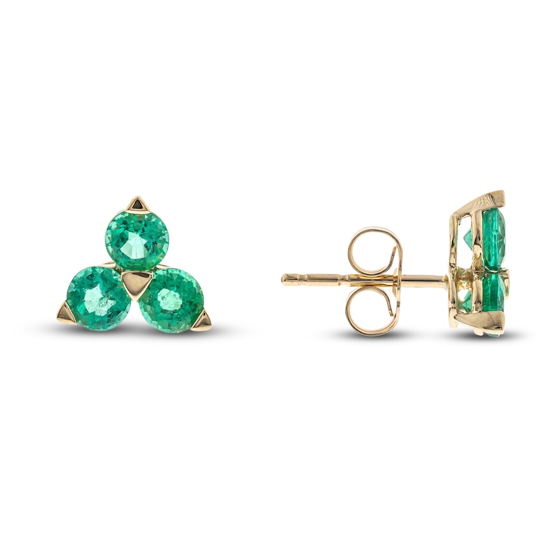 Main Image 1 of Emerald Trilogy Earrings 10K Yellow Gold