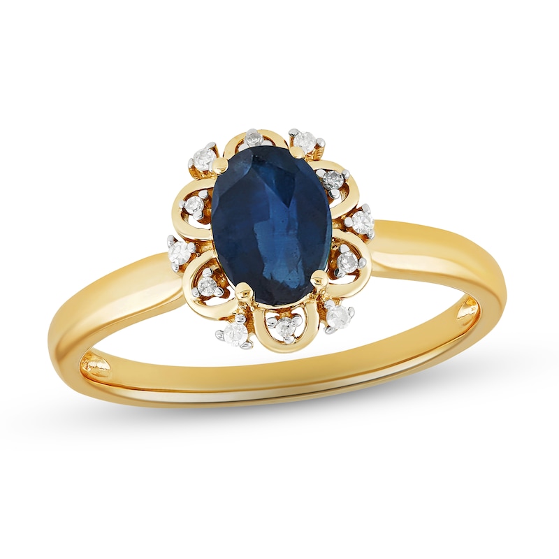 Blue Sapphire & Diamond Ring 1/20 ct tw 10K Yellow Gold