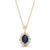 Thumbnail Image 1 of Blue Sapphire & Diamond Flower Necklace 1/20 ct tw Round-cut 10K Yellow Gold 18&quot;