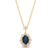 Thumbnail Image 0 of Blue Sapphire & Diamond Flower Necklace 1/20 ct tw Round-cut 10K Yellow Gold 18"