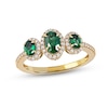 Emerald Ring 1/5 ct tw Diamonds 10K Yellow Gold