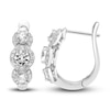Thumbnail Image 1 of White Lab-Created Sapphire Three-Stone Hoop Earrings Sterling Silver