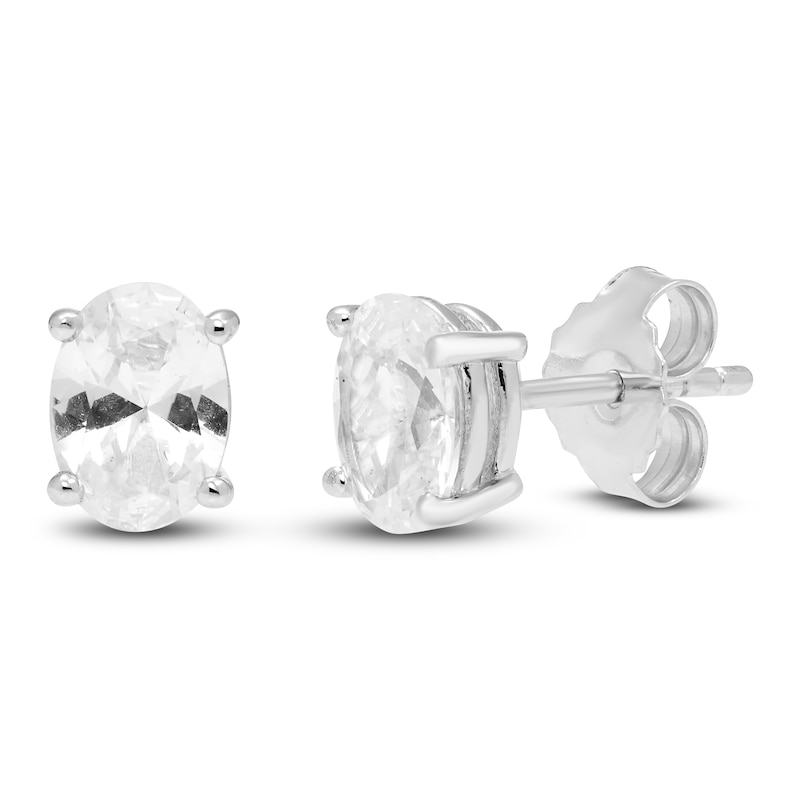 White Lab-Created Sapphire Stud Earrings Sterling Silver