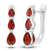 Thumbnail Image 0 of Lab-Created Ruby Three-Stone Earrings Sterling Silver