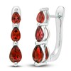 Thumbnail Image 1 of Lab-Created Ruby Three-Stone Earrings Sterling Silver