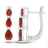 Thumbnail Image 1 of Lab-Created Ruby Three-Stone Earrings Sterling Silver