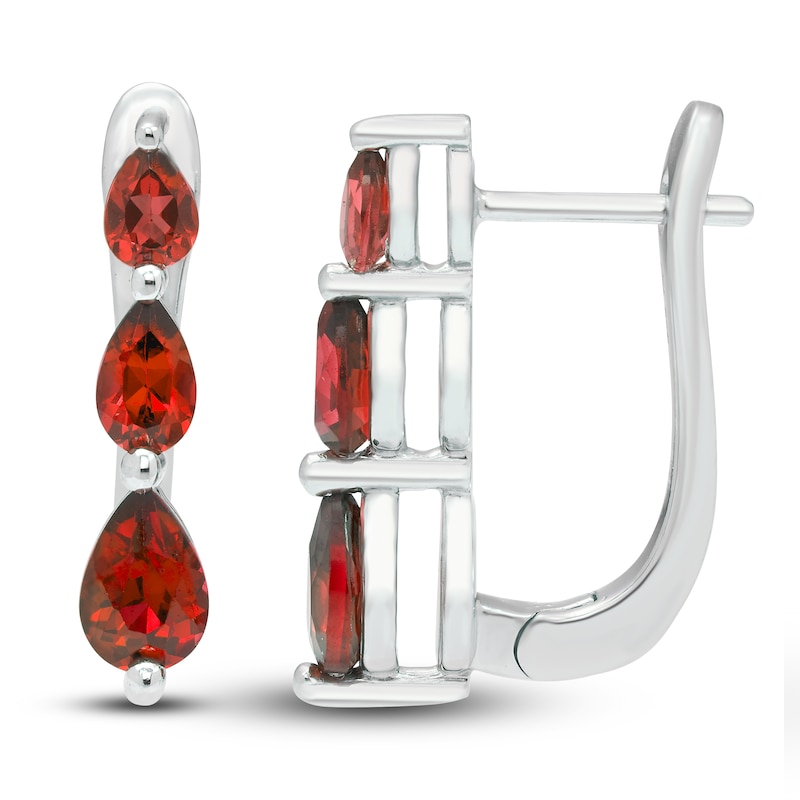 Lab-Created Ruby Three-Stone Earrings Sterling Silver