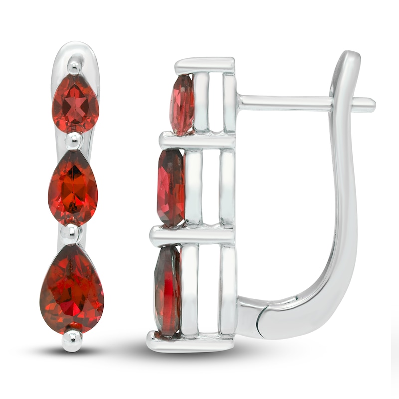 Main Image 2 of Lab-Created Ruby Three-Stone Earrings Sterling Silver