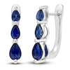 Thumbnail Image 0 of Blue/White Lab-Created Sapphire Three-Stone Earrings Sterling Silver
