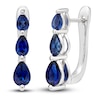 Thumbnail Image 1 of Blue/White Lab-Created Sapphire Three-Stone Earrings Sterling Silver