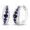 Thumbnail Image 0 of Blue/White Lab-Created Sapphire Hoop Earrings Sterling Silver
