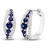 Thumbnail Image 1 of Blue/White Lab-Created Sapphire Hoop Earrings Sterling Silver