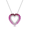 Thumbnail Image 0 of Lab-Created Ruby, Pink & White Lab-Created Sapphire Heart Necklace Sterling Silver 18"