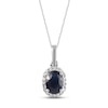 Thumbnail Image 1 of Blue Sapphire & Diamond Necklace 1/10 ct tw Round-cut 10K White Gold 18"