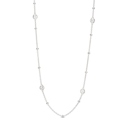 White Lab-Created Sapphire Necklace Sterling Silver 16&quot;