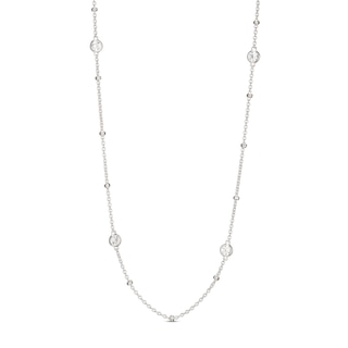 White Lab-Created Sapphire Necklace Sterling Silver 16"