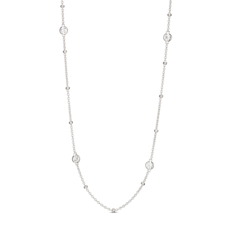 Main Image 1 of White Lab-Created Sapphire Necklace Sterling Silver 16&quot;