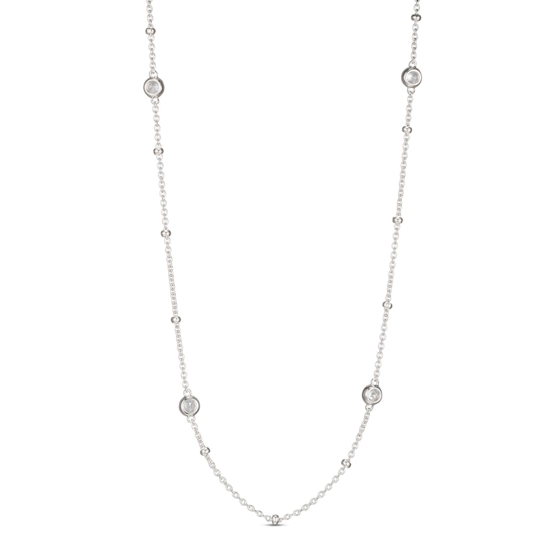Main Image 3 of White Lab-Created Sapphire Necklace Sterling Silver 16&quot;