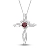 Thumbnail Image 1 of Lab-Created Ruby & White Lab-Created Sapphire Cross Necklace Sterling Silver 18&quot;