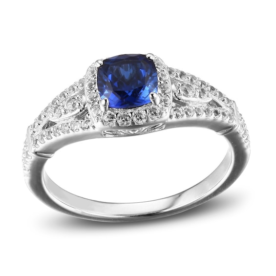 Blue & White Lab-Created Sapphire Promise Ring Sterling Silver
