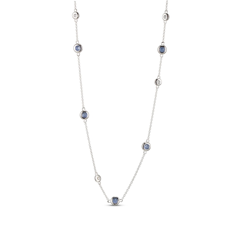 Main Image 3 of Blue & White Lab-Created Sapphire Necklace Sterling Silver 18&quot;