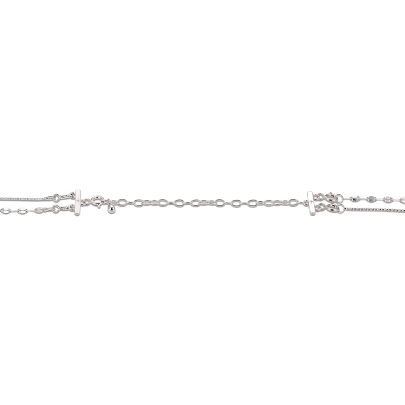 Main Image 4 of Lab-Created Emerald Layered Necklace Sterling Silver 18&quot;