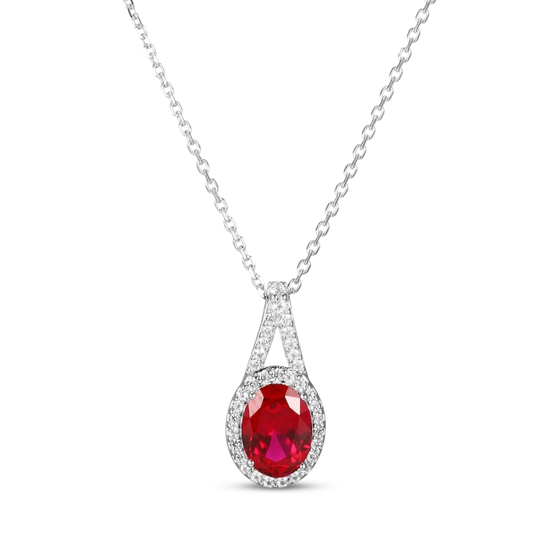 Main Image 2 of Lab-Created Ruby & White Lab-Created Sapphire Boxed Set Sterling Silver - Size 7