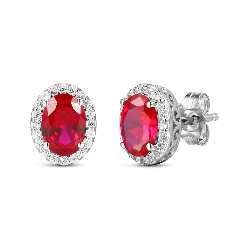 Main Image 4 of Lab-Created Ruby & White Lab-Created Sapphire Boxed Set Sterling Silver - Size 7