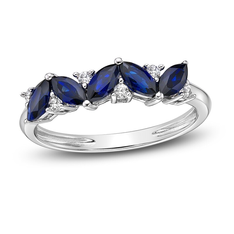 Blue & White Lab-Created Sapphire Ring Sterling Silver