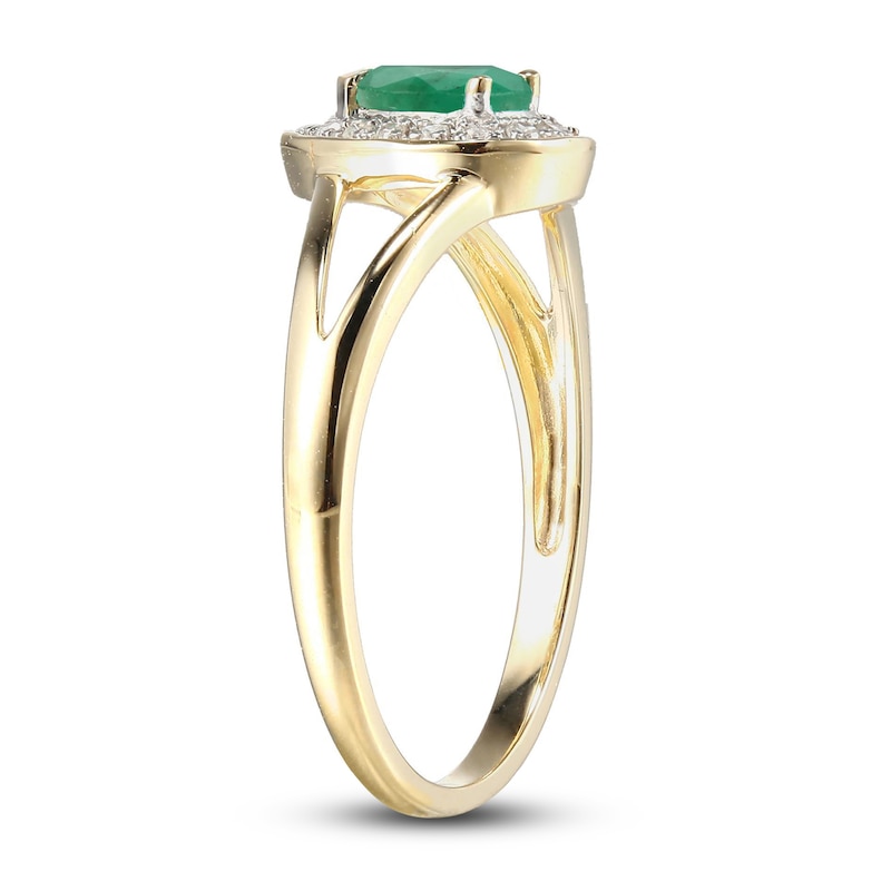 Main Image 3 of Emerald & Diamond Ring 1/20 ct tw 10K Yellow Gold