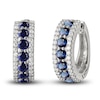 Thumbnail Image 1 of Blue & White Lab-Created Sapphire Hoop Earrings Sterling Silver