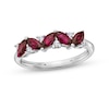 Thumbnail Image 0 of Lab-Created Ruby & White Lab-Created Sapphire Ring Sterling Silver