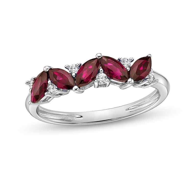 Lab-Created Ruby & White Lab-Created Sapphire Ring Sterling Silver