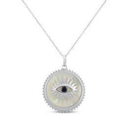 Mother of Pearl & Blue Lab-Created Sapphire Necklace Sterling Silver 18"