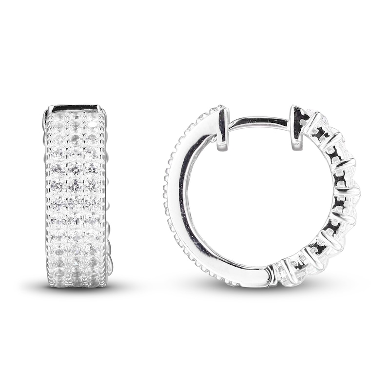 Main Image 2 of White Lab-Created Sapphire Reverse Hoop Earrings Sterling Silver