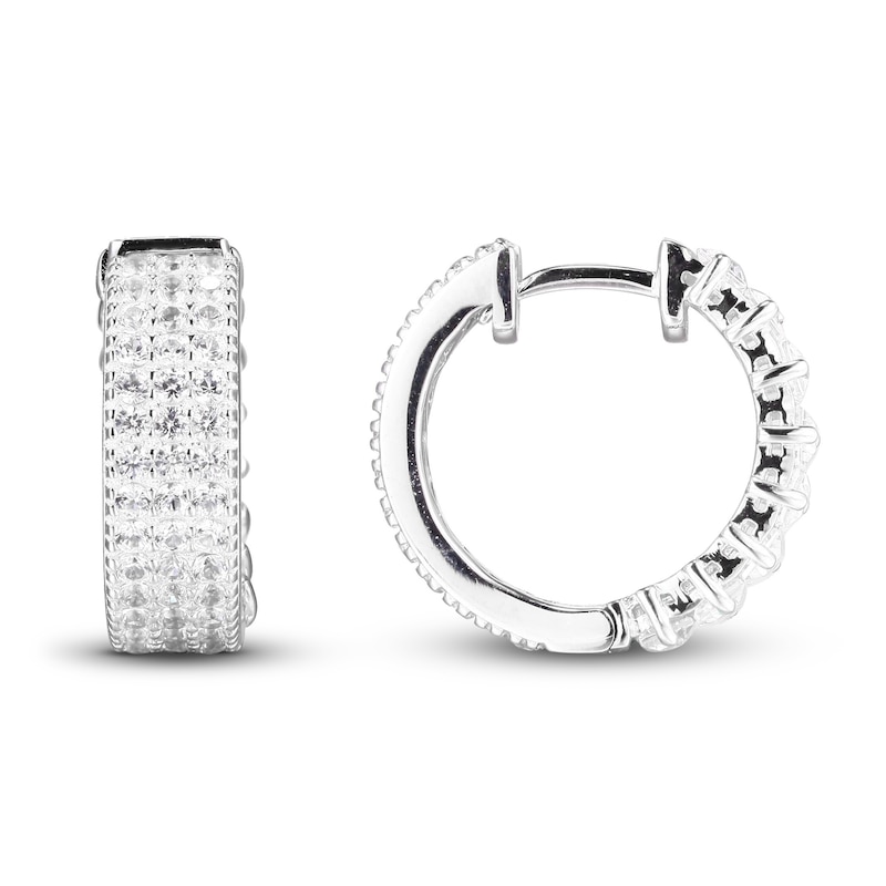 White Lab-Created Sapphire Reverse Hoop Earrings Sterling Silver | Kay