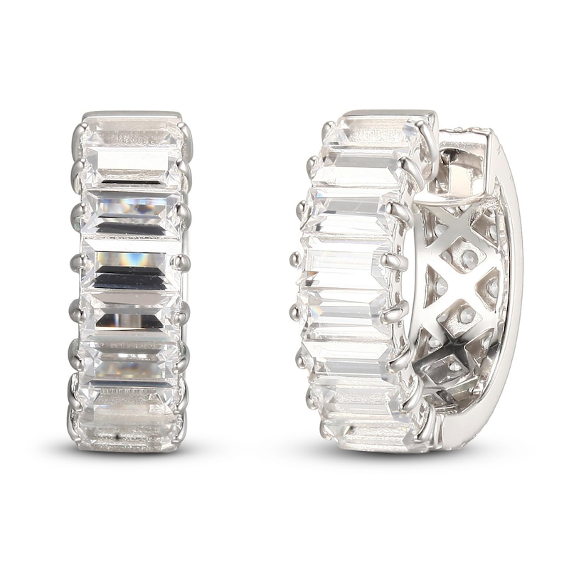 Main Image 3 of White Lab-Created Sapphire Reverse Hoop Earrings Sterling Silver