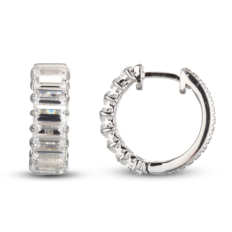 Main Image 4 of White Lab-Created Sapphire Reverse Hoop Earrings Sterling Silver