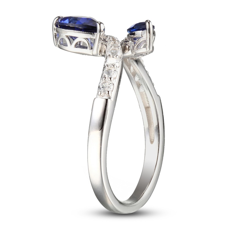 Main Image 3 of Blue & White Lab-Created Sapphire Ring Sterling Silver