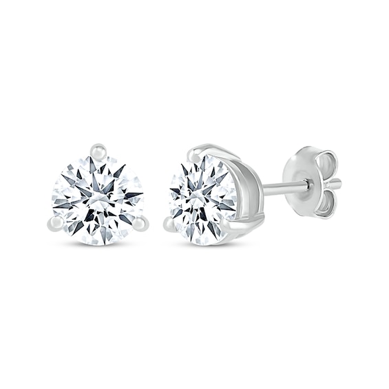 White Lab-Created Sapphire Stud Earrings Sterling Silver