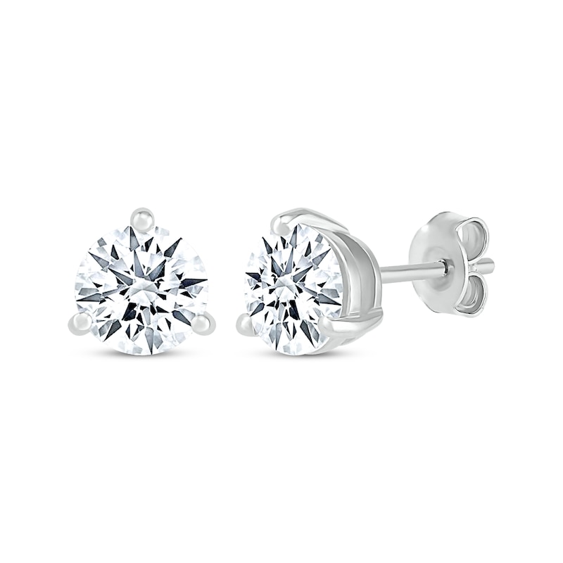 Main Image 1 of White Lab-Created Sapphire Stud Earrings Sterling Silver