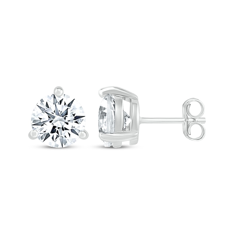 Main Image 3 of White Lab-Created Sapphire Stud Earrings Sterling Silver