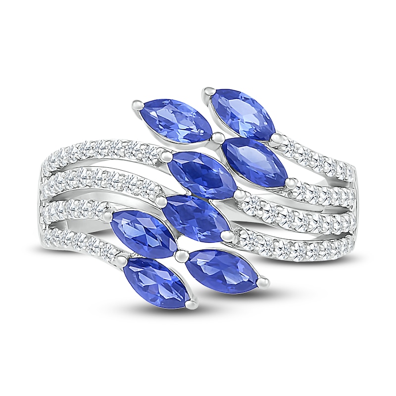 Main Image 2 of Blue & White Lab-Created Sapphire Ring Sterling Silver