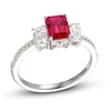 Thumbnail Image 0 of Lab-Created Ruby & White Lab-Created Sapphire Three-Stone Ring Sterling Silver