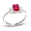 Thumbnail Image 1 of Lab-Created Ruby & White Lab-Created Sapphire Three-Stone Ring Sterling Silver