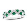 Emerald & Diamond Ring 1/6 ct tw Round-cut 14K White Gold