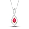 Thumbnail Image 0 of Lab-Created Ruby & White Lab-Created Sapphire Necklace Sterling Silver & 10K Yellow Gold 18"
