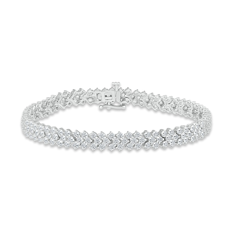 Main Image 1 of White Lab-Created Sapphire Line Bracelet Sterling Silver 7.25&quot;
