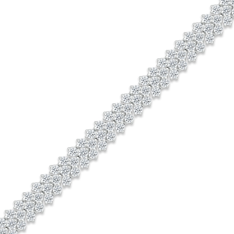 Main Image 2 of White Lab-Created Sapphire Line Bracelet Sterling Silver 7.25&quot;